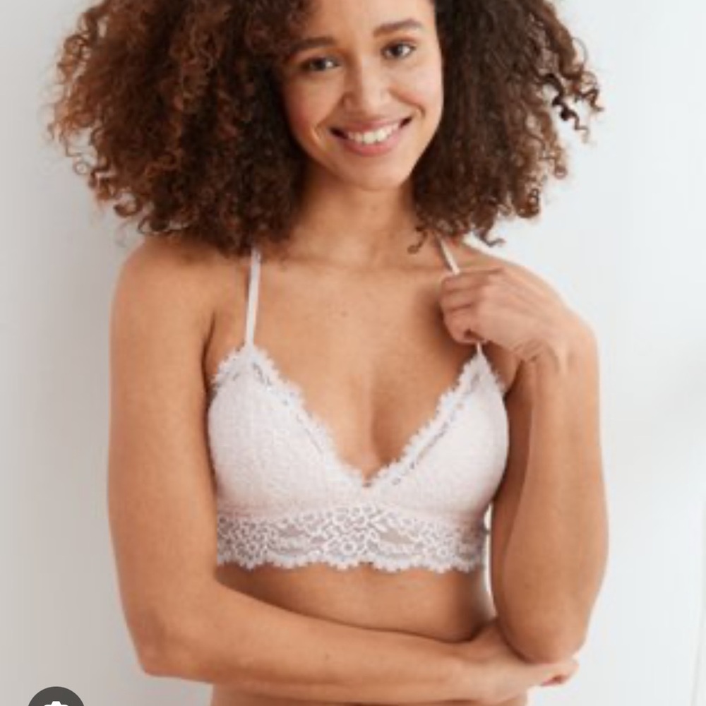 Aerie lace bralette set of two in cream and tan. Mediums